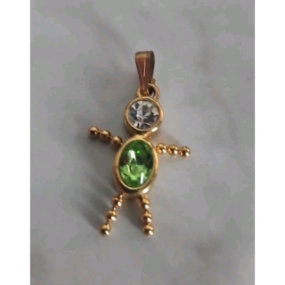 Avon Gold Tone August Birthstone Clear Pendant Charm Mom Grandma Necklace